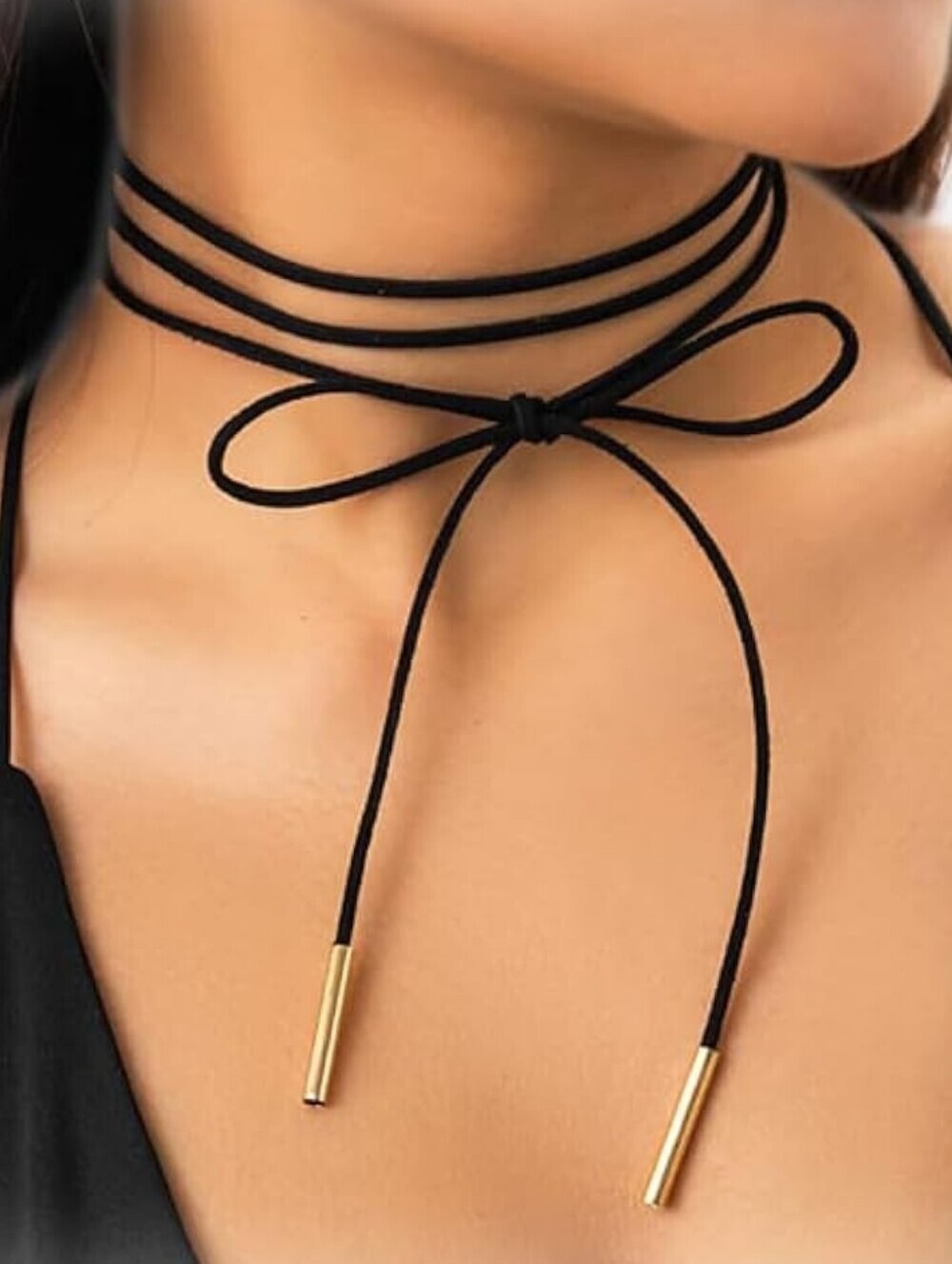 Wrap Necklace with Gold Tube